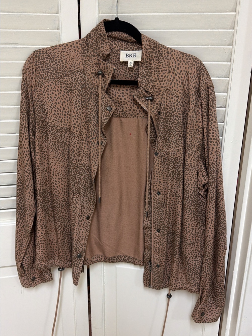 BKE Taupe Leopard-Print Utility Jacket